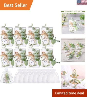Delicados 60 Juegos Mini Jabones - Favores de Ducha Nupcial Blancos con Diseño Verde Foto 1 de 4