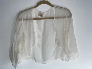 Karol Richardson Shrug/Bolero 100% Silk Ivory Cropped Sheer Open Front - Picture 1 of 14