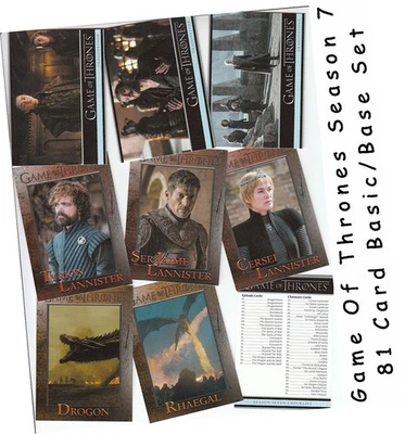 Game Of Thrones Season 7 (Seven) - 81 Card Basic/Base Set - Rittenhouse 2018 - Image 1 of 3