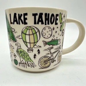 Starbucks Lake Tahoe Been There Series Coffee Mug Cup Green White w Tessie, Bear - Picture 1 of 6