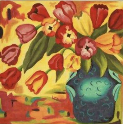 Needlepoint Handpainted PLD Designs Tapestry Tulips 14x14 - Image 1 of 4