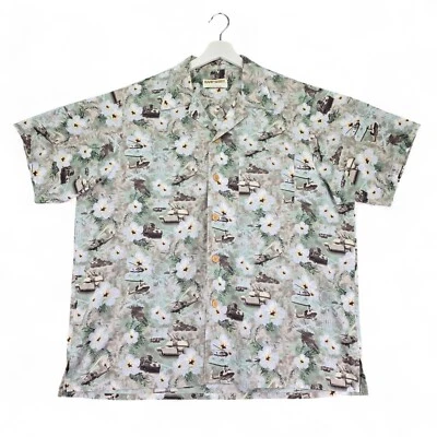 Vintage Eagle Crest Kamp Shirt Military Army Helicopter Hawaiian Shirt Mens 2XL - Image 1 of 4