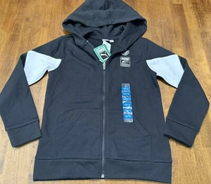 NWT Puma Boys Size Medium 10/12 Black & White Zip Hoodie Jacket Sweatshirt NWT - Picture 1 of 1