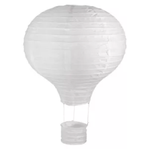 Lampion Papier Heißluftballon, 30cm Ø, Weiß, 40cm, Av. Gestell Metallic, 1 P - Bild 1 von 2
