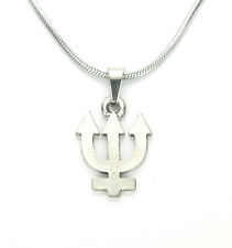 Neptune Necklace, Glyph Sign Symbol Charm Pendant gift Pisces planet chain (nb)