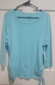 Neu mit Etikett Croft&Barrow L Petites Gozo blau gerissenes seitliches Krawatte Oberteil - Bild 1 von 4