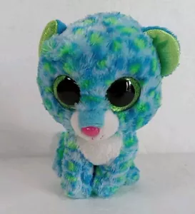 Ty Beanie Boos LEONA the BLUE LEOPARD Plush 6" Sparkle Eyes 2015 - Picture 1 of 6