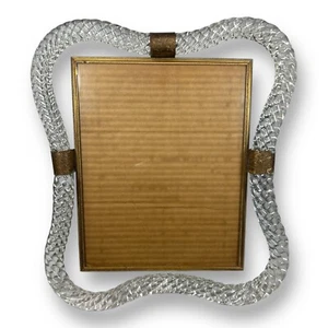Vintage Ercole Barovier attr. Murano Glass Twisted Rope & Brass Picture Frame - Picture 1 of 12