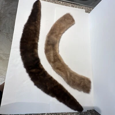 2-Vintage Mink  Fur Collar Stole Detachable 1930s 1940s  24"L - Image 1 of 4