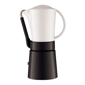 Aerolatte Coffee Porcelain Stove Top Espresso Maker-Mocha Pot-Black