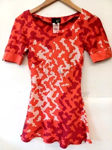 Just Cavalli Top Red And White Satin Abstract Print Top Size IT 40 UK 12 - Picture 1 of 15
