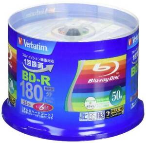 Blu-ray Blank Media 6X Speed 25GB BD-R Blueray Printable Spindle 50-Verbatim jp