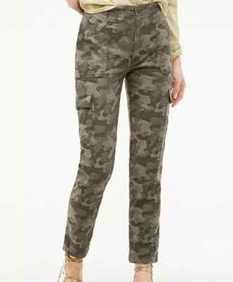 ⚫️ jcrew Cargo Pants Jacquard Camo Size 26 NWT HIGH RISE $98 Olive Stretch Chino - Image 1 of 4