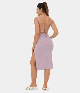 HALARA Abendkleid mit Schlitz & Schnürung Gr. M / Pink purple - Bild 1 von 2