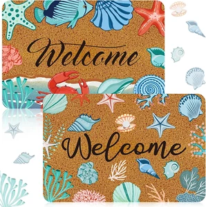 2 Pcs Summer Door Mat Welcome Front Door Mat Sea Starfish Decorative Rugs 15.75 - Picture 1 of 12
