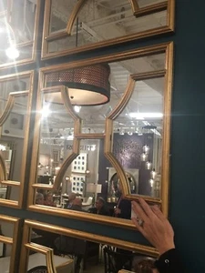 CUATRO ESPEJOS DE ARTE DE PARED MODERNOS DE METAL HOJA DE ORO ENVEJECIDO MISA XXL 24" 09268 - Imagen 1 de 7