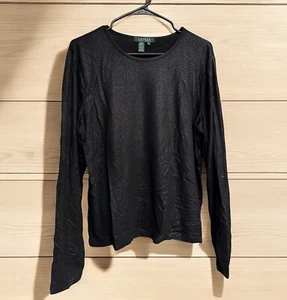 LAUREN RALPH LAUREN Women's BLACK SHIMMER Soft Metallic Stretchy Top Size XL - Picture 1 of 7