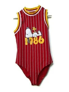 Peanuts Retro 1986 Pinstripe Bodysuit unisex kids Size S Red - Picture 1 of 4