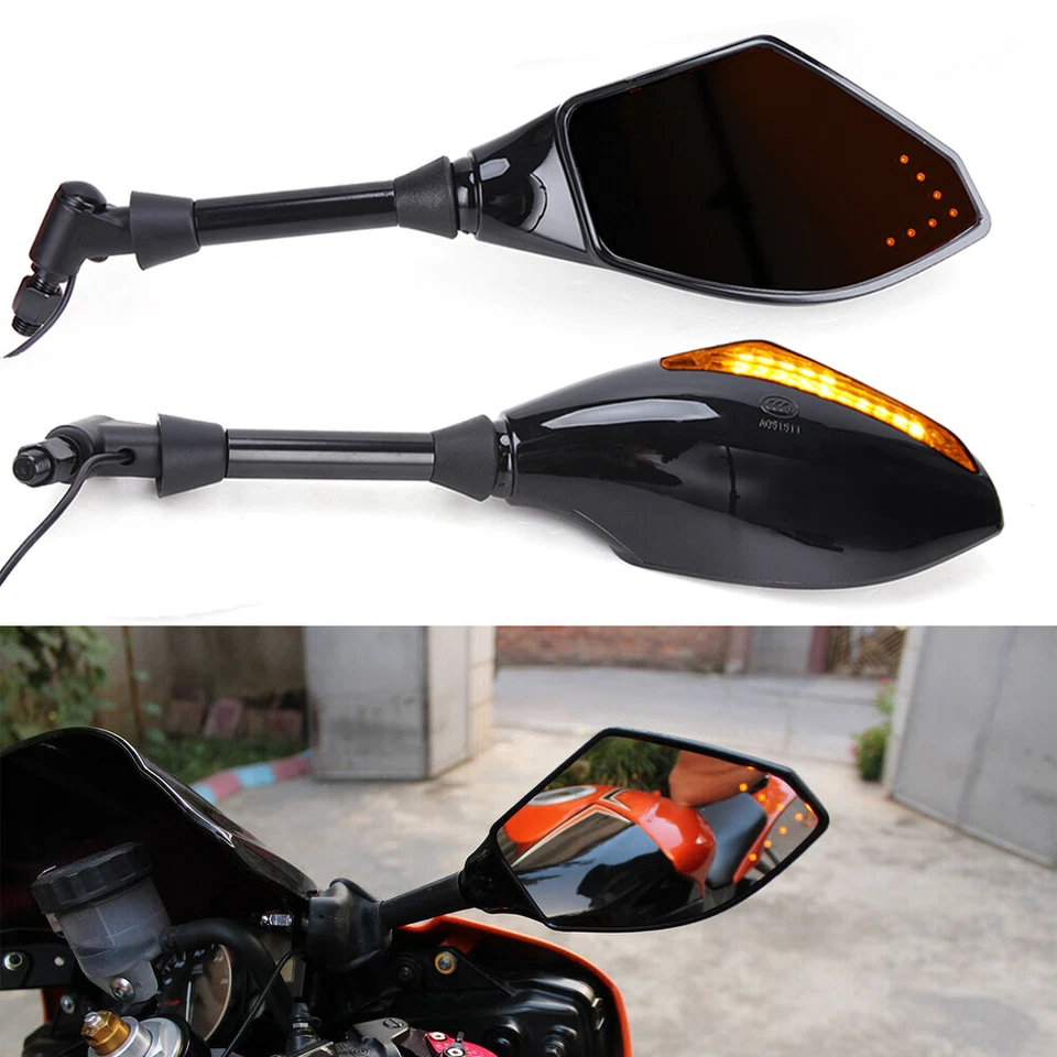 Espejos retrovisores laterales universales para motocicleta con luz LED intermitente para Honda Foto 1 de 4