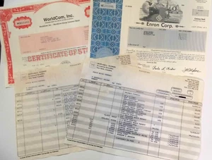 Bernie Madoff Financial  Statement Report /Enron Stock/World Com/Business Card - Picture 1 of 8