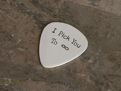 Sterling silver guitar pick with I pick you to infinity - playable - Image 1 of 4