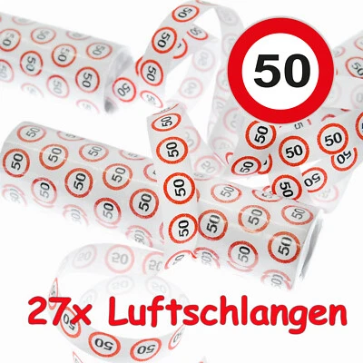 27 LUFTSCHLANGEN - 50 GEBURTSTAG - Party Deko Tischdeko Verkehrsschild Streamer - Bild 1 von 4