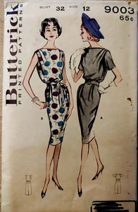 1960's Vtg Butterick #9003 Misses' Soft Shoulder Sheath Dress Belt Sz 12 Bust 32 - Picture 1 of 7