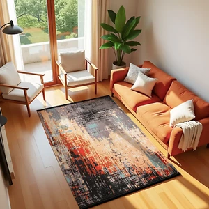 Abstract Patterned Fringed Non-Slip Based Chenille Living Room Rug, Runner Rug - Picture 1 of 11