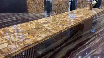 48" x 24" Petrified Wood Stones Table Top / Sofa Side Table Top Home Interior - Image 1 of 4