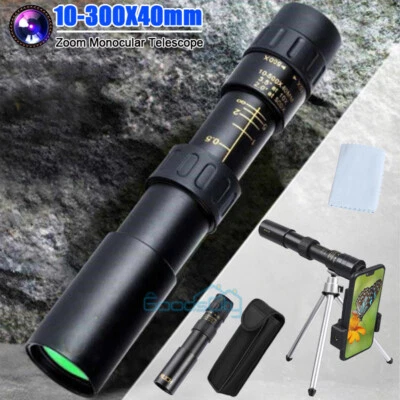 Day/Night Military Telescope 10-300X40mm Zoom Monocular +Tripod + Clip - Image 1 of 4
