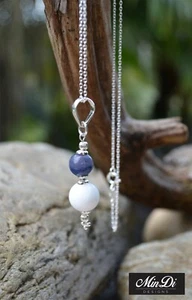 Handmade necklace / pendant with Sterling Silver, White Jade & Aventurine. - Picture 1 of 5
