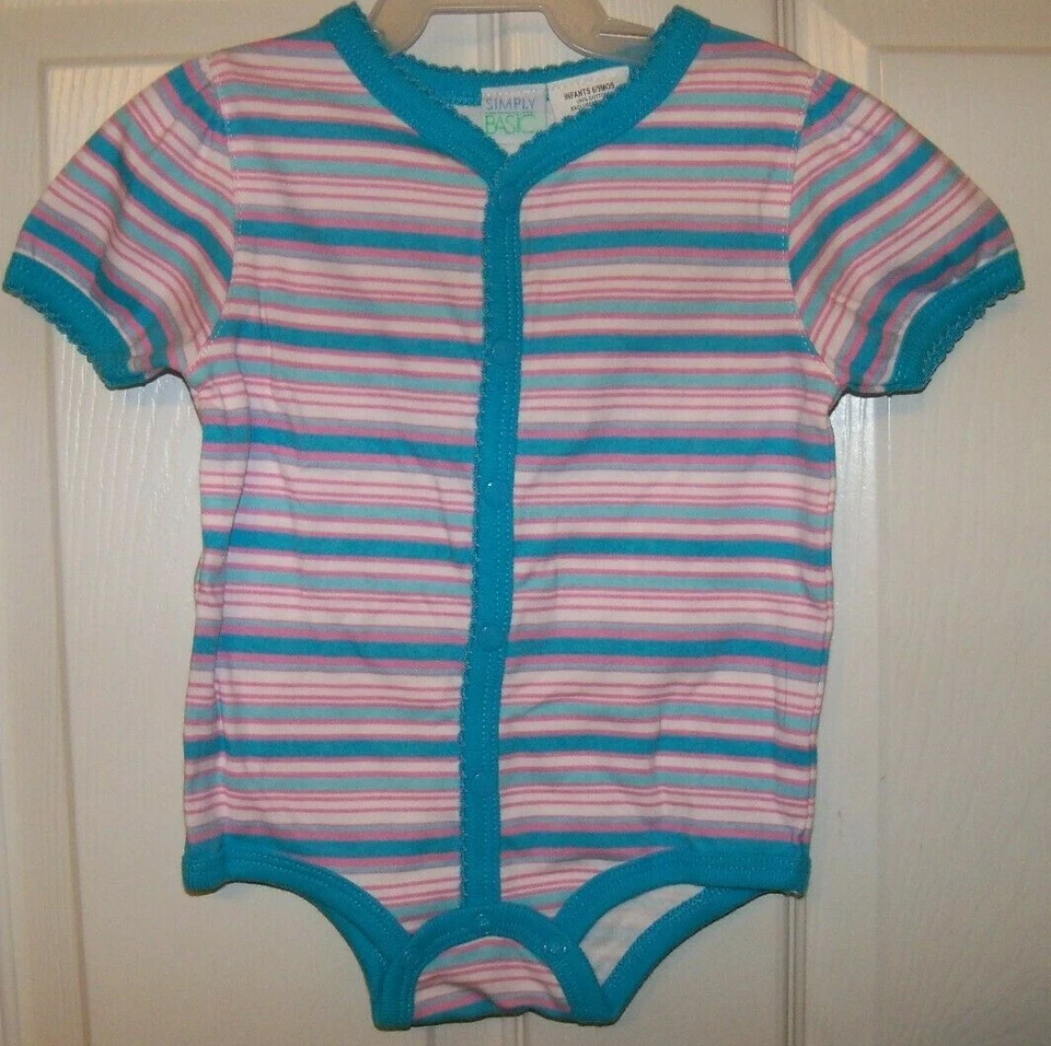 Romper de uma peça azul rosa branco bebê meninos meninas 6/9 meses novo com etiquetas - Imagem 1 de 1