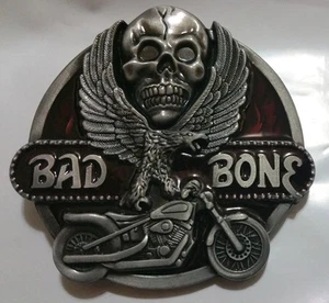 BAD TO THE BONE BIKER MOTORCYCLE BELT BUCKLE DESIGNS & QUALITY AMAZING STYLES US - Picture 1 of 2