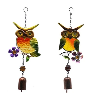 2 Pcs Owl Wind Chime Hanging Ornament Garden Pendant Decor Creative Wind-bell ⊥ - Image 1 of 4