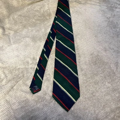 Винтажный Polo Ralph Lauren ручной работы шелк классический зеленый красный синий полоски - Изображение 1 из 4