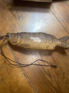 Vintage Japanese Carved Wood Salmon Tobacco Box - Picture 1 of 15