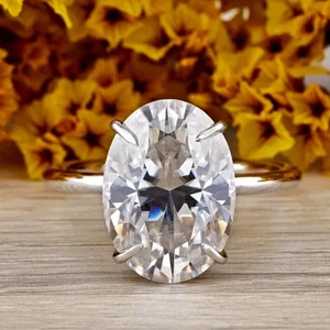 3.30 Ct Certified Oval Cut White Treated Diamond 925 Silver Ring Great Shine - Picture 1 of 6