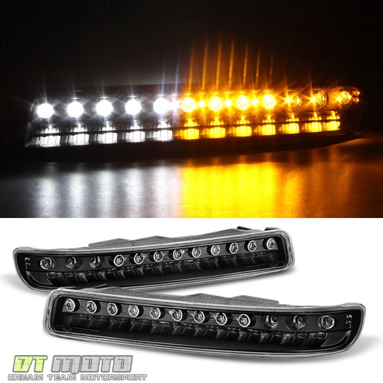 Black Fits 99-06 Gmc Sierra Yukon Led Bumper Corner Marker Parking Signal Lights - Image 1 of 1