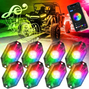 8X Pods RGB LED Rock Lights Remote & Wireless Bluetooth Underbody Chase Neon 12V - Picture 1 of 12