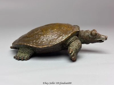 3.4'' China Pure Red Copper Bronze Carved Turtle Tortoise Statue Figurines R058 - Image 1 of 4