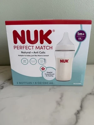 NUK Perfect Match Baby Bottle - Natural + Anti Colic - Medium Flow - 8oz/3pk - Image 1 of 4