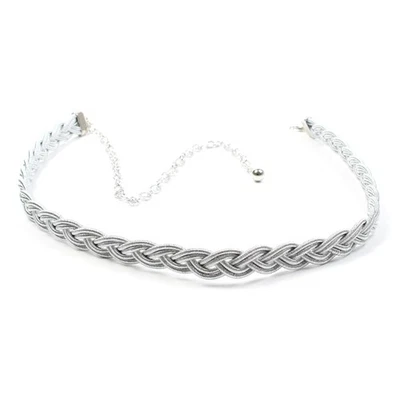 Cintura argento intrecciata in tessuto elegante per abiti misura 75 regolabile - Immagine 1 di 3