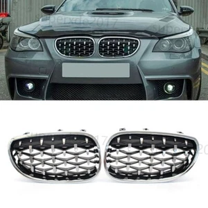 Parrilla del radiador cromo diamante riñones para BMW Serie 5 E60 E61 M5 Touring 2004-2009 - Imagen 1 de 8
