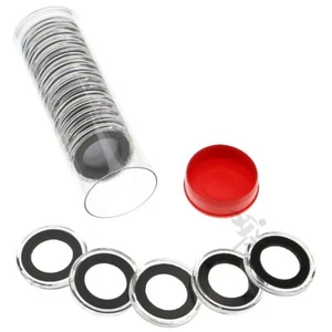 20 Air-Tite 18mm Black Ring US Dime Coin Holders & Red Plug Capsule Storage Tube - Bild 1 von 4