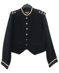 Revolt Black Cropped Military Bike Jacket Buffalo Nickel Buttons Jrs S M L Neu mit Etikett - Bild 1 von 6