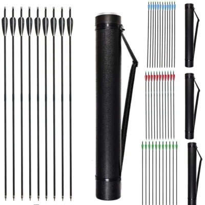 12pcs Hunting 31" Carbon Arrow Set with Arrow Quiver for Compound & Recurve Bow - Image 1 of 4