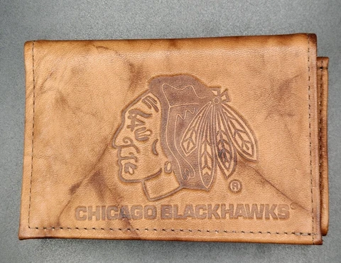 Official NHL Chicago Blackhawks Leather Trifold Wallet By Rico Cover