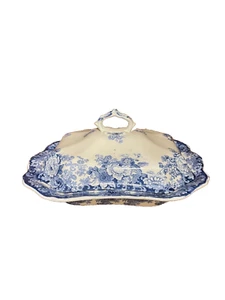 Antique Allerton’s 1903-12 Blue Willow Covered Vegetable Casserole Dish England - Picture 1 of 11