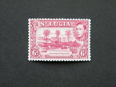 1938 - 1948 St Lucia KGVI 6d Claret Perf. 12. MLH. - Image 1 of 2