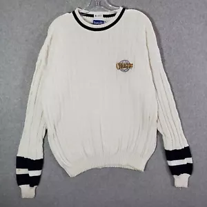 VINTAGE San Diego Chargers Football Club Men Sweater XL White Cable Knit READ - Picture 1 of 9